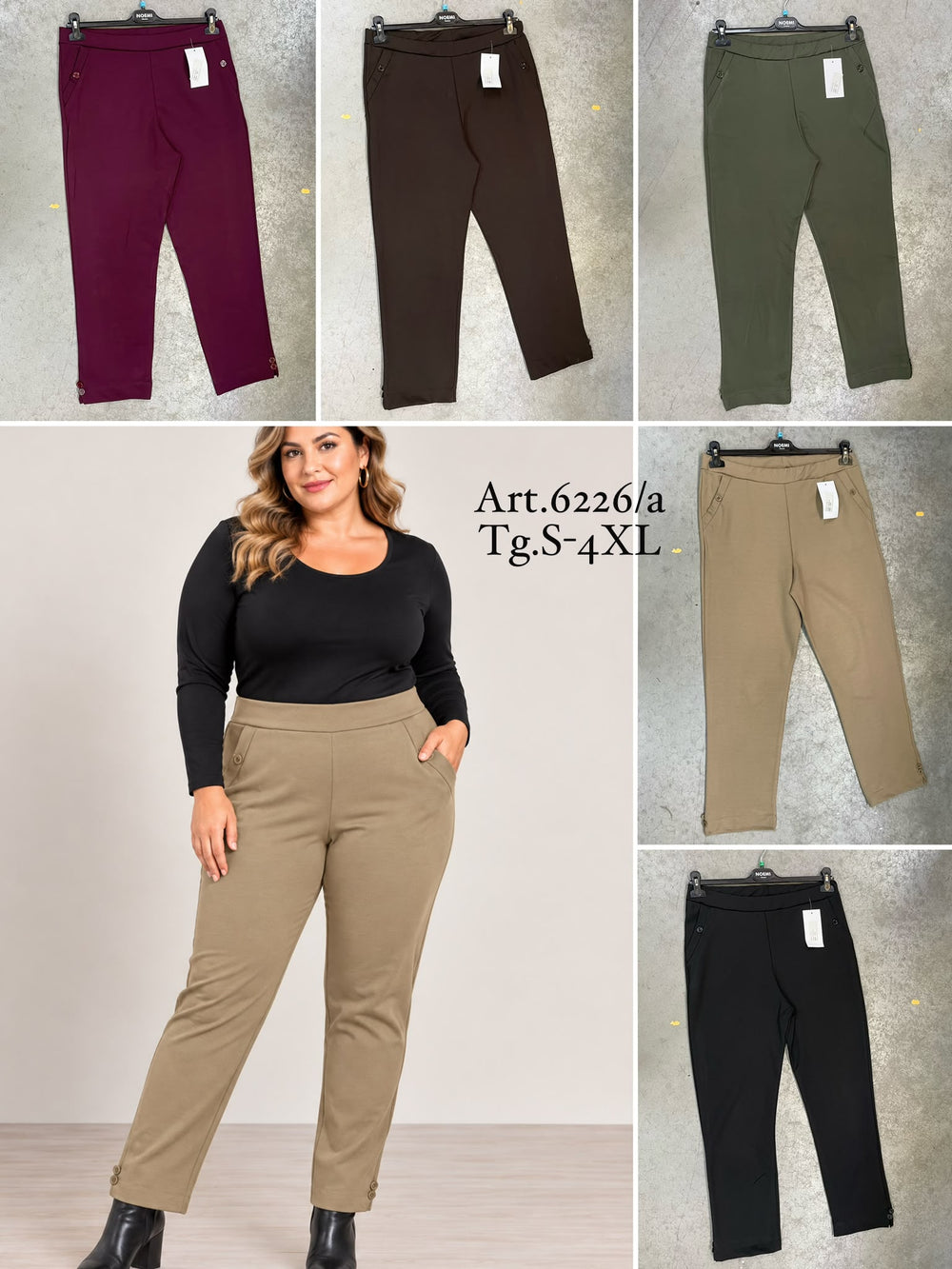 Pantalone taglie comode elastico in vita