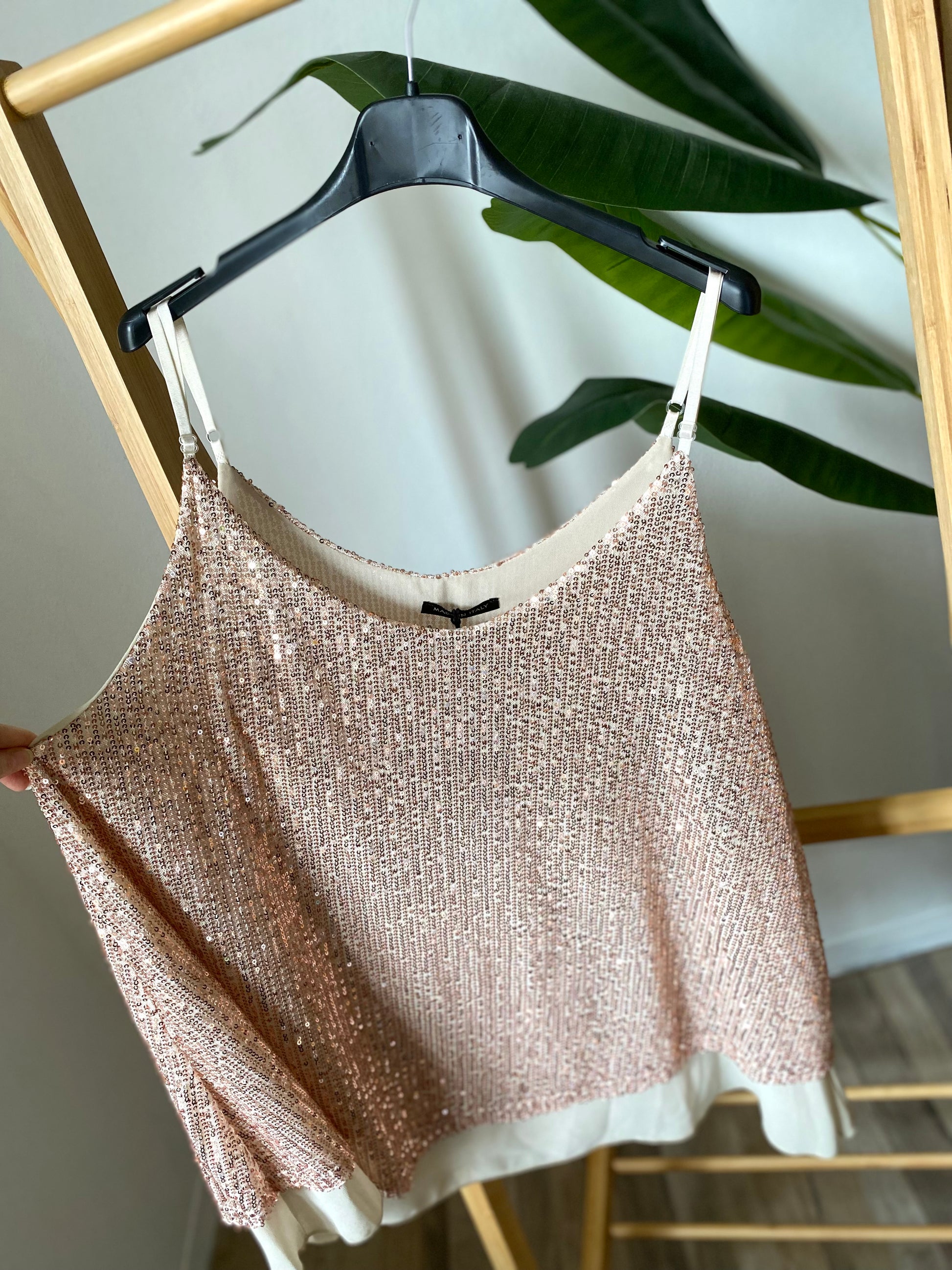 Top paillettes doppio pannello