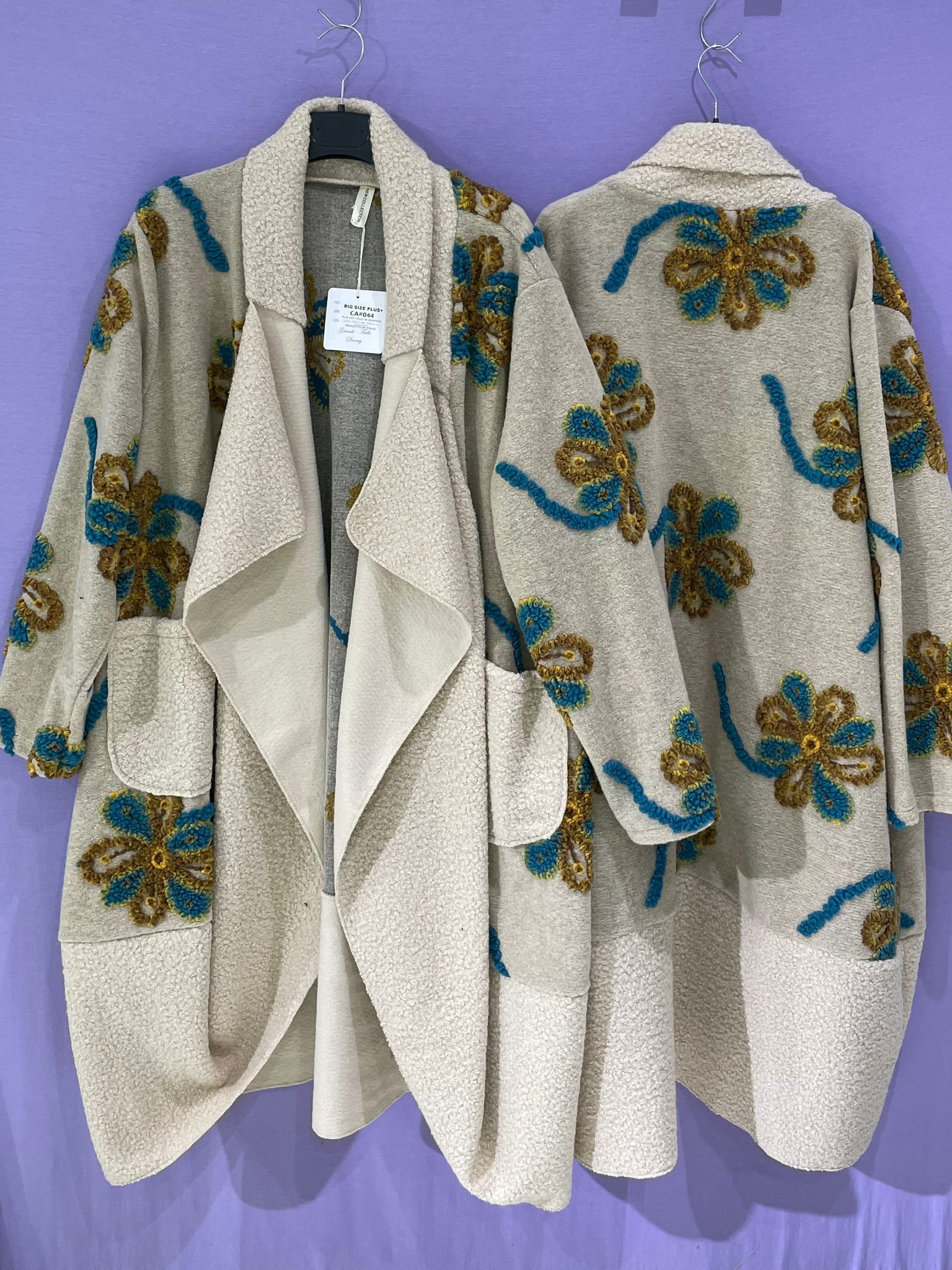 Maxi cappotto fantasia pannetto rasato curvy