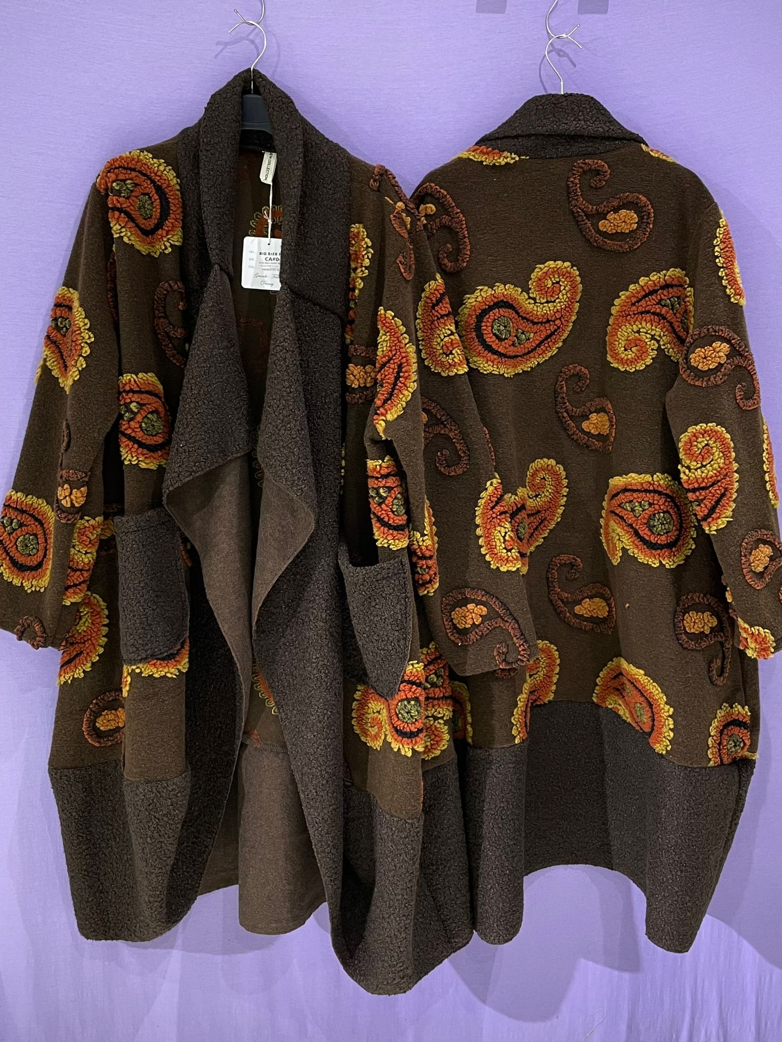 Maxi cappotto fantasia pannetto rasato curvy