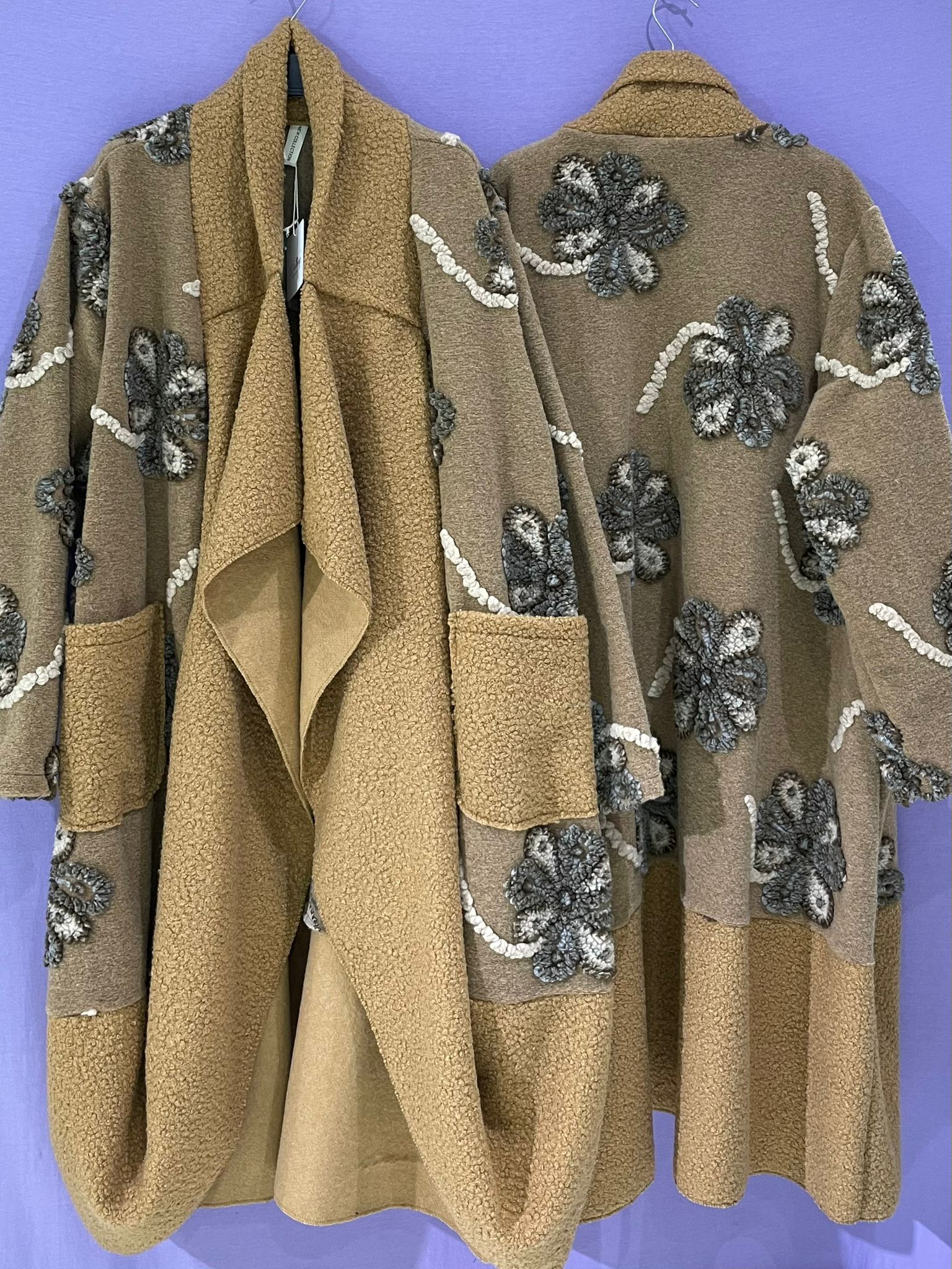 Maxi cappotto fantasia pannetto rasato curvy