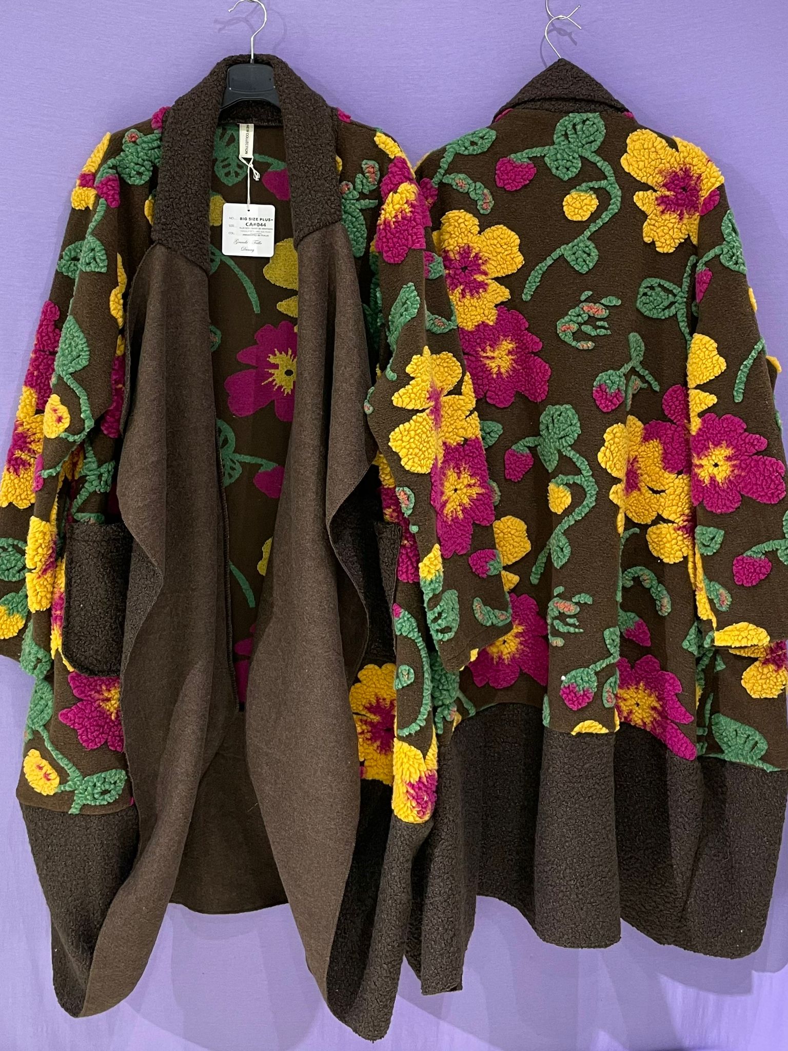 Maxi cappotto fantasia pannetto rasato curvy