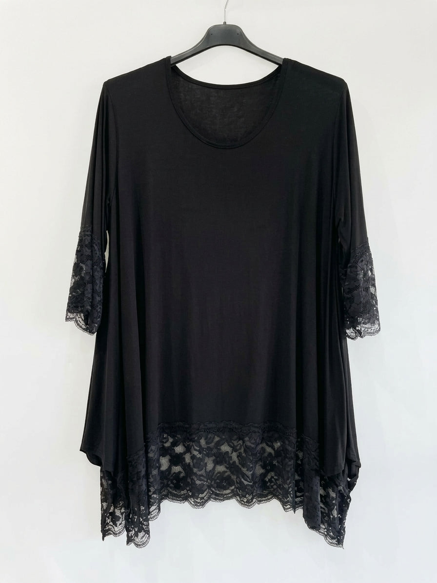 Maxi maglia doppio pizzo curvy