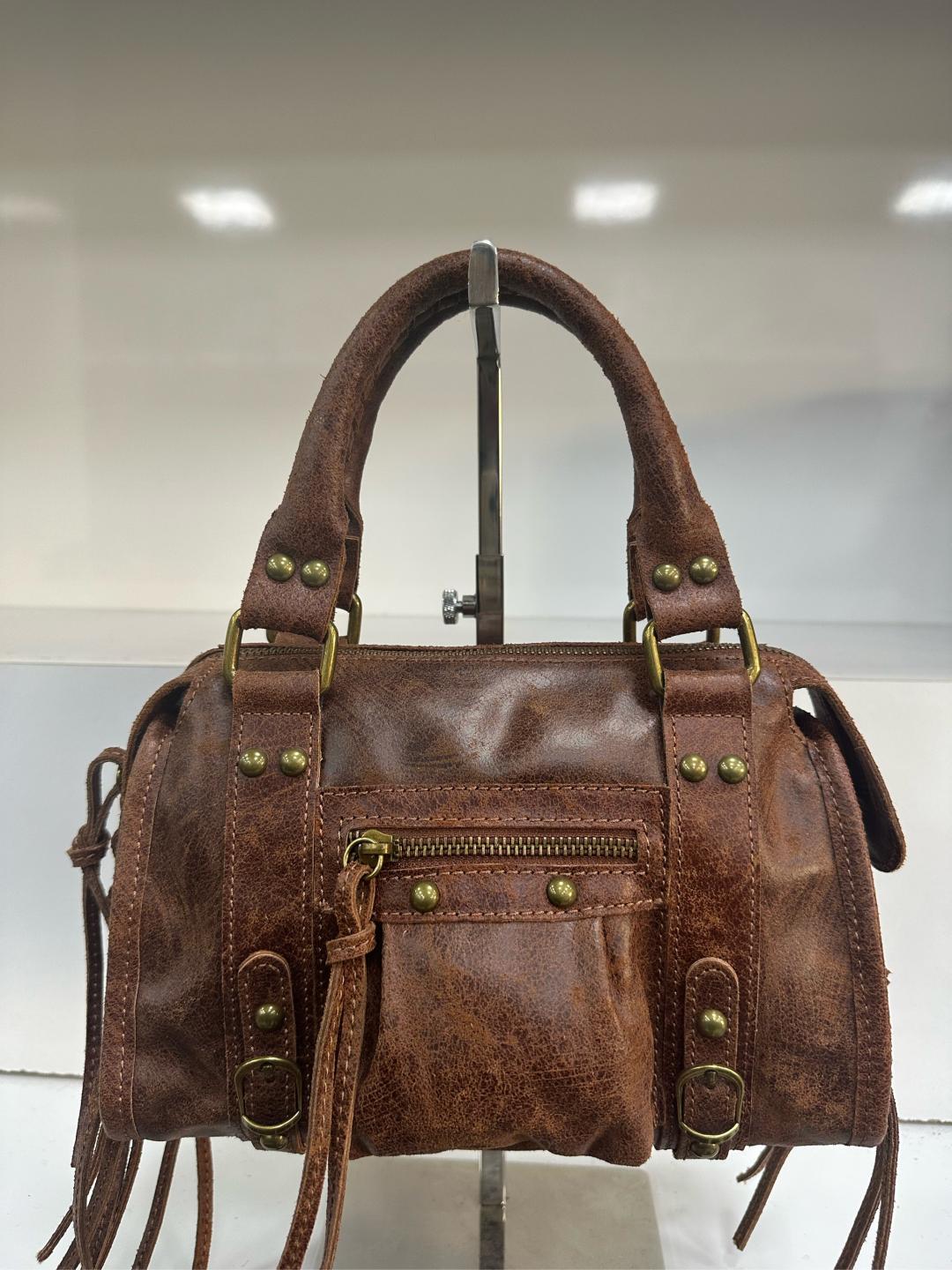 Borsa vera pelle effetto vintage