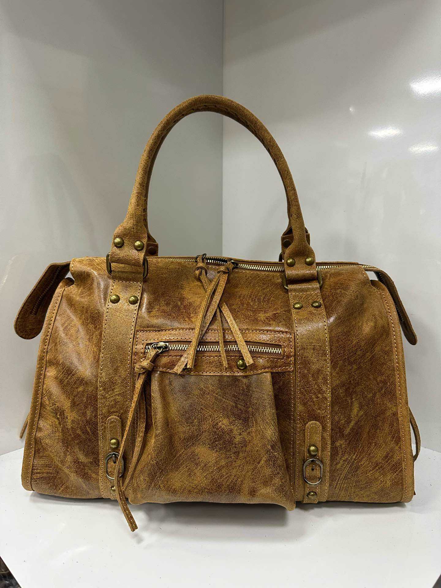 Borsa vera pelle effetto vintage