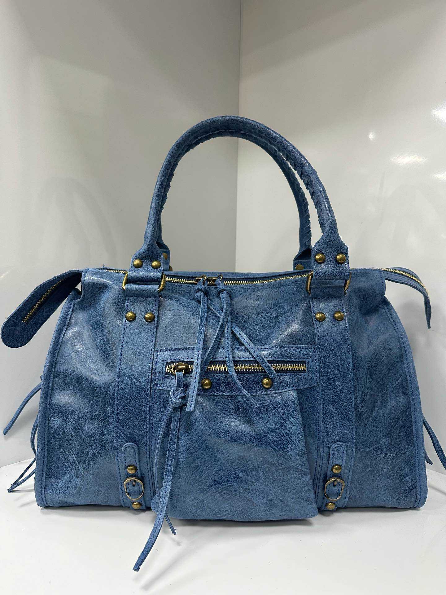 Borsa vera pelle effetto vintage