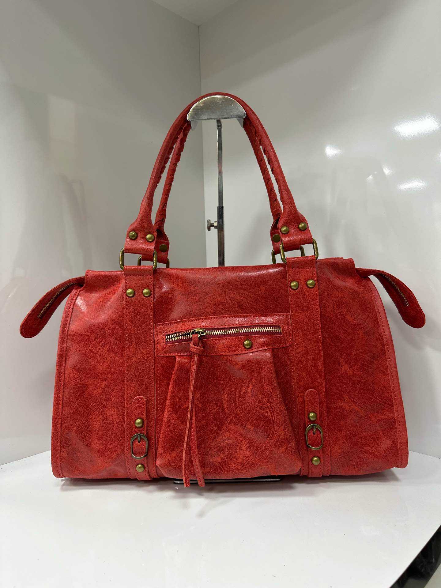 Borsa vera pelle effetto vintage