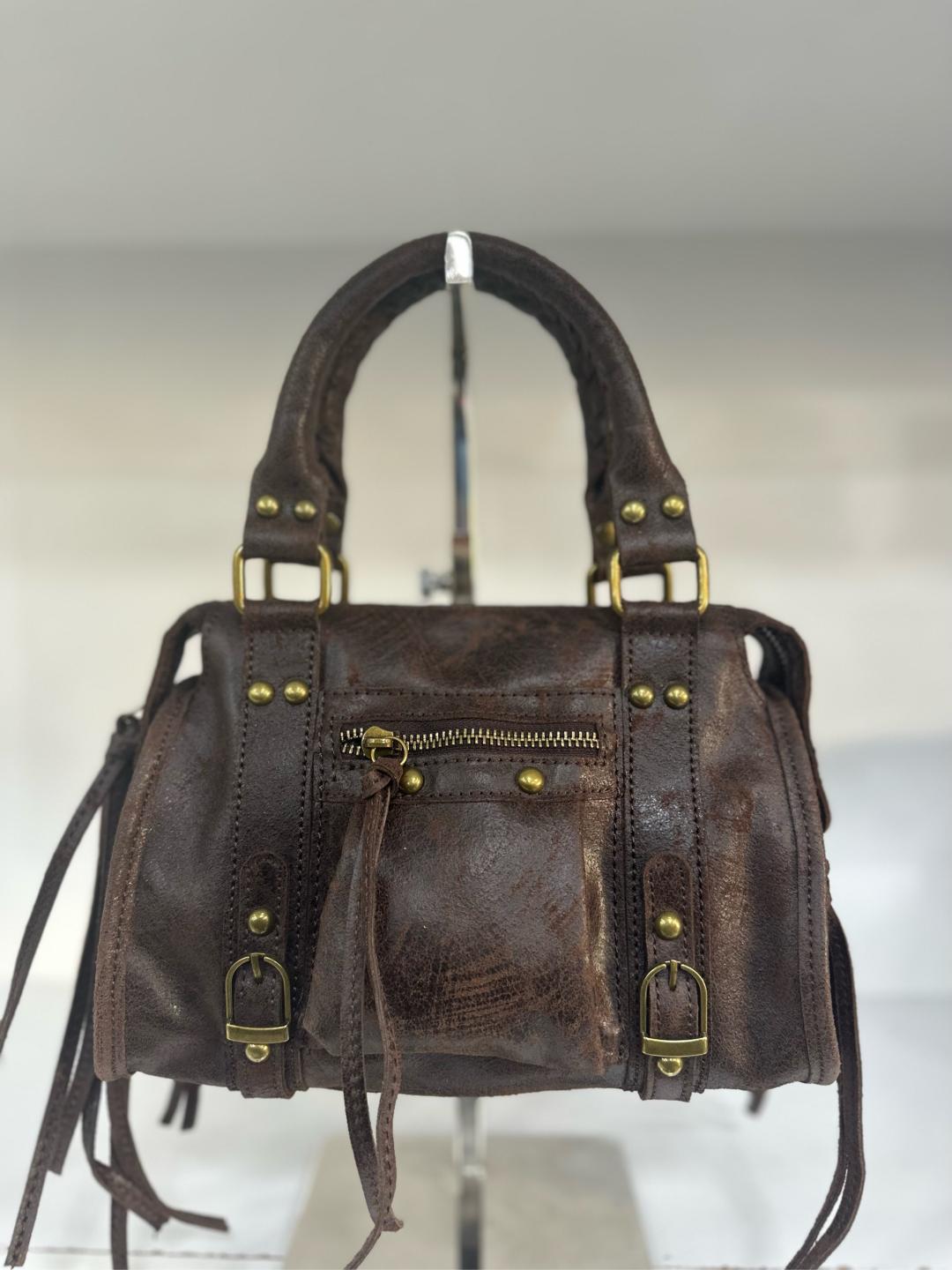 Borsa vera pelle effetto vintage