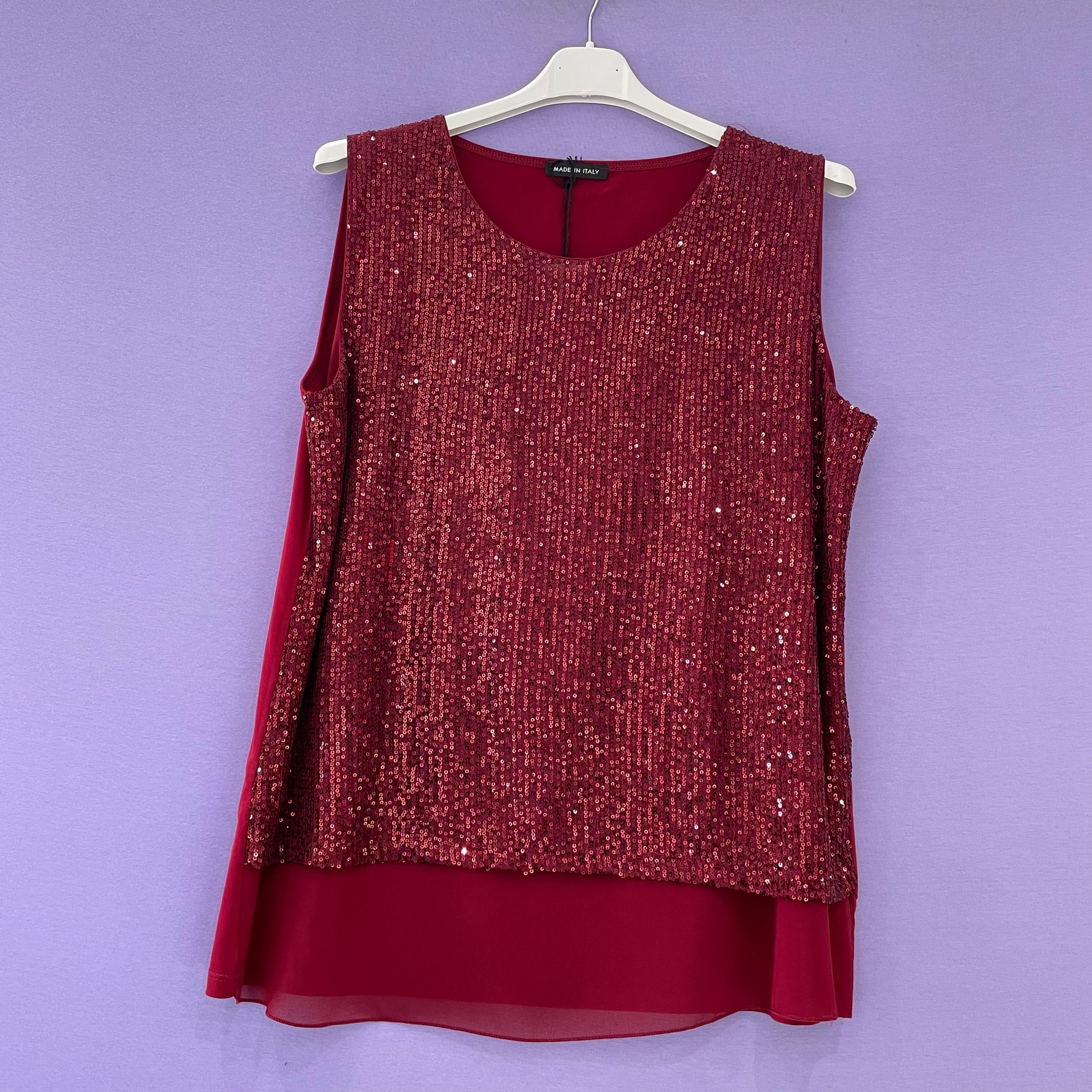 Top paillettes spallina larga