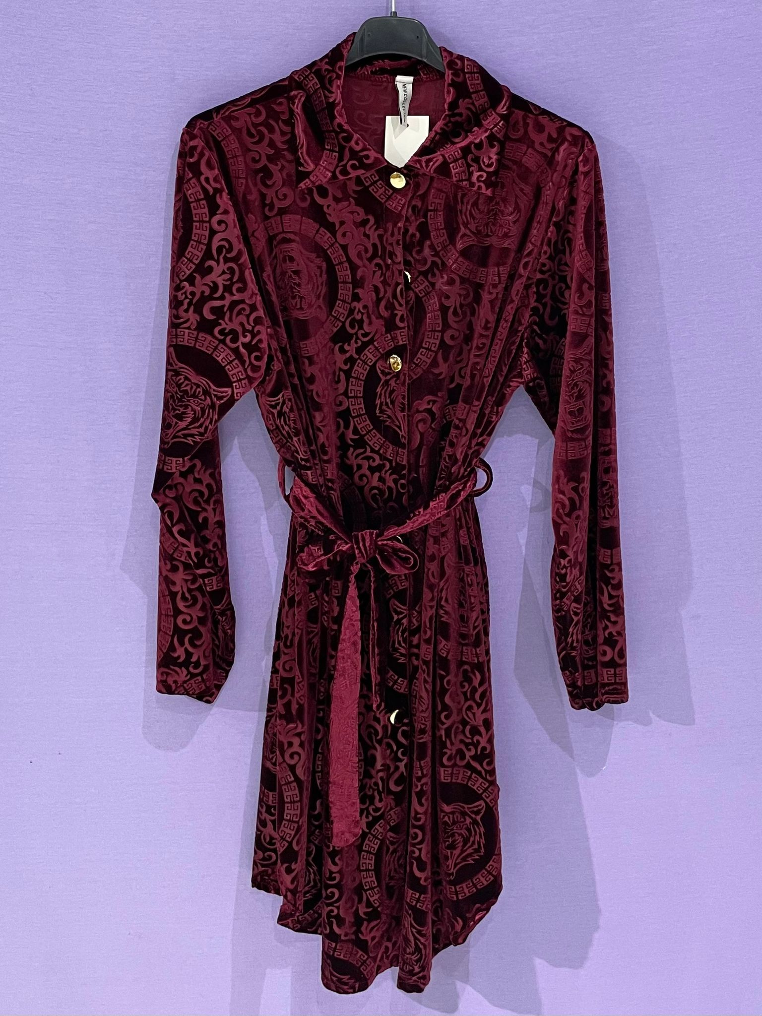 Abito Chemisier in velluto con cintura