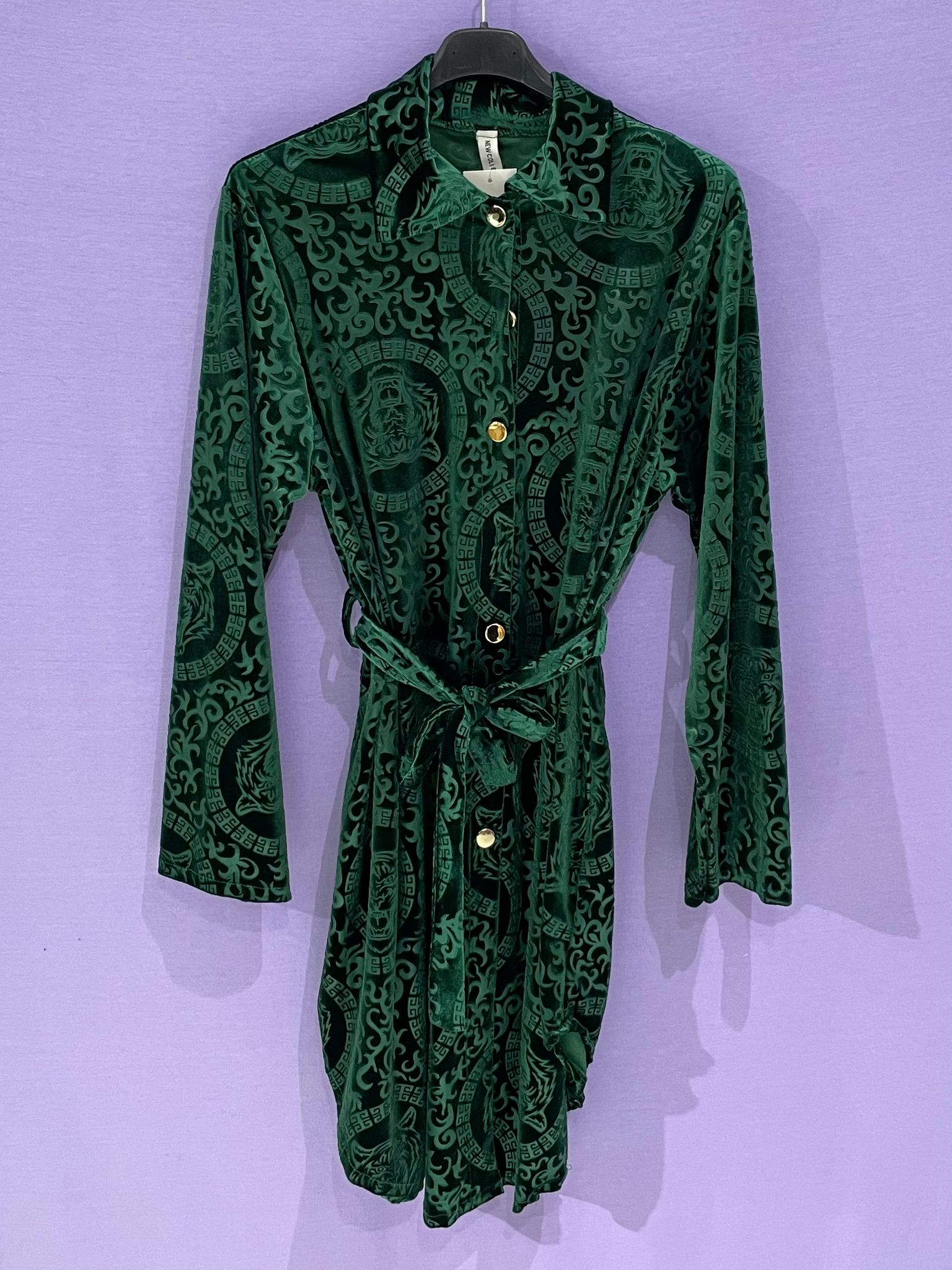 Abito Chemisier in velluto con cintura