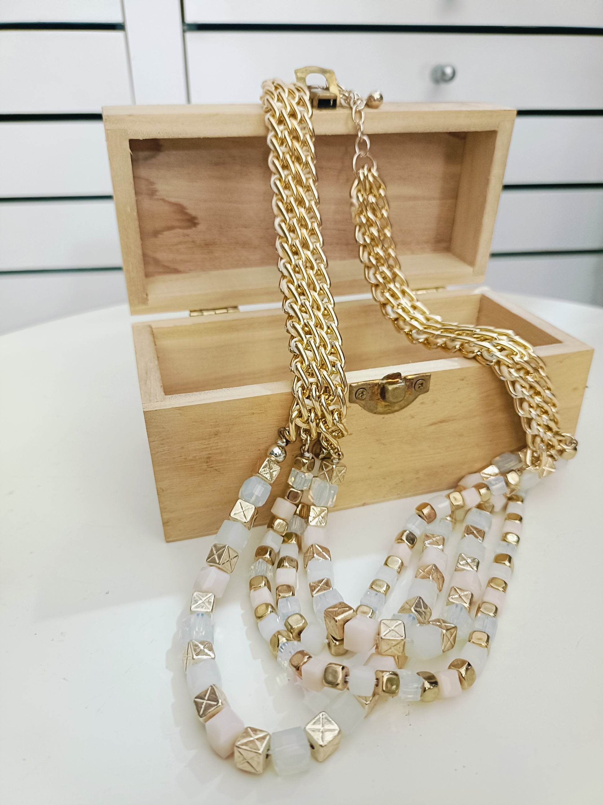 Collana Cristal oro e panna