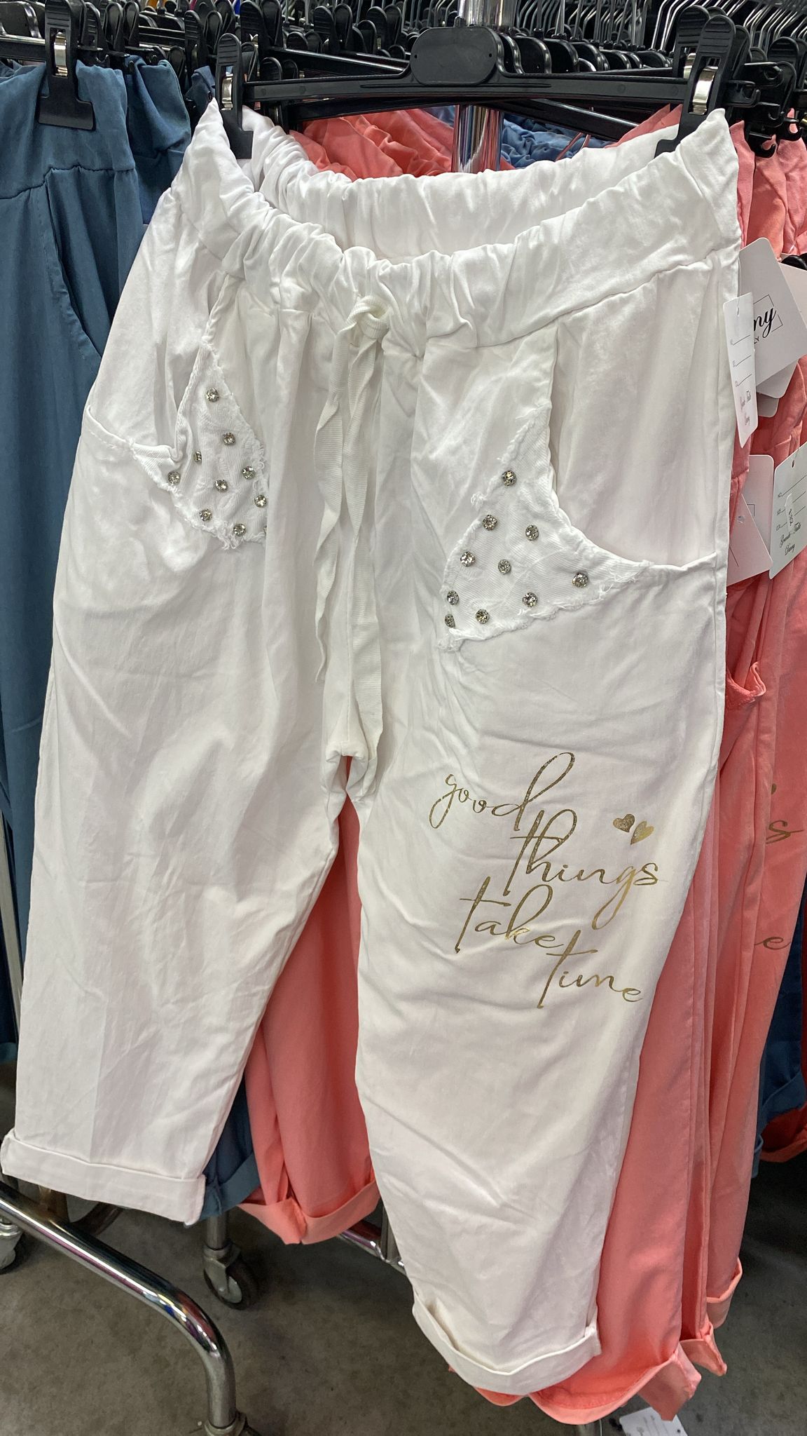 Pantalone applicazioni gioiello curvy