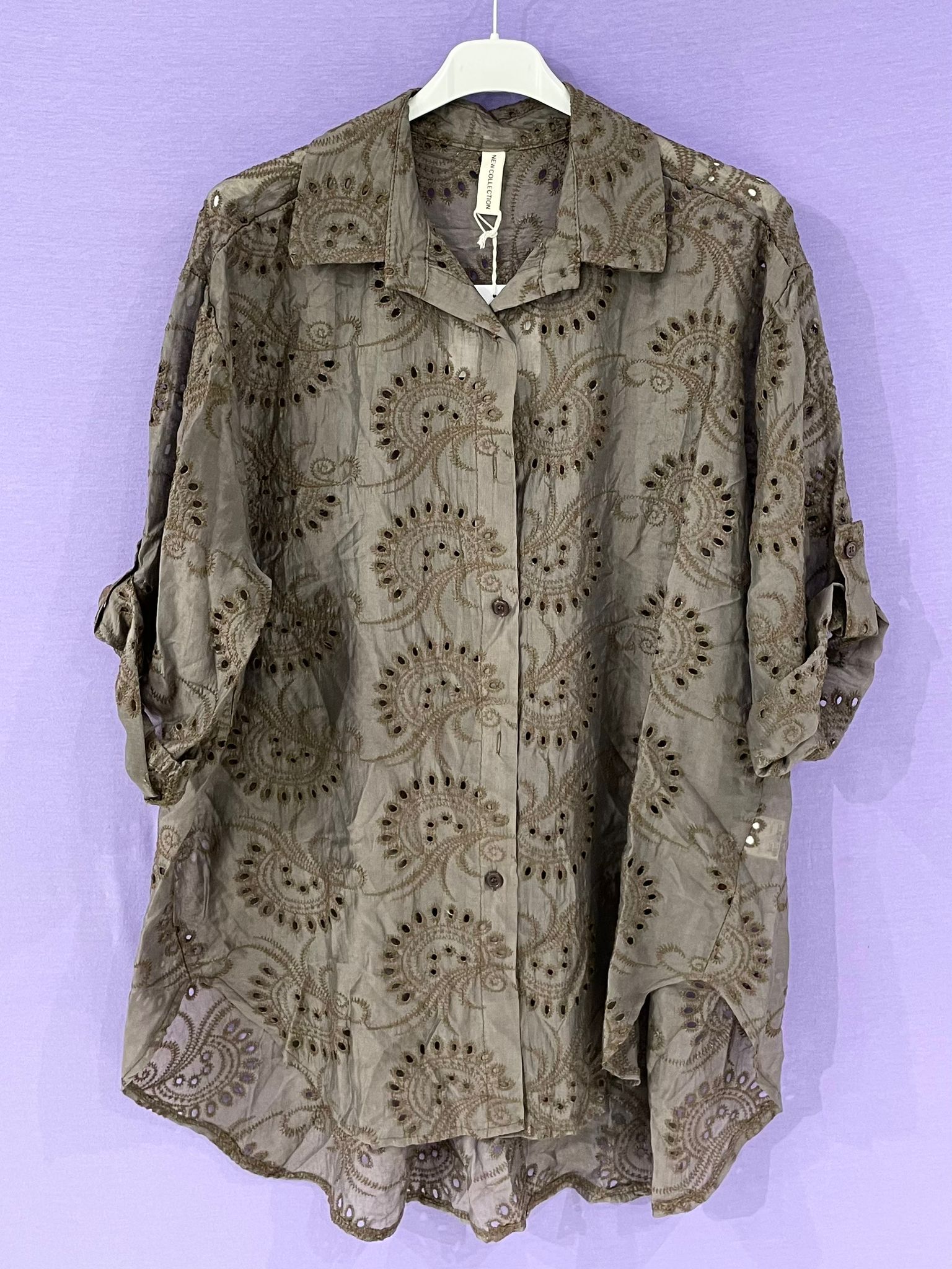 Camicia curvy sangallo