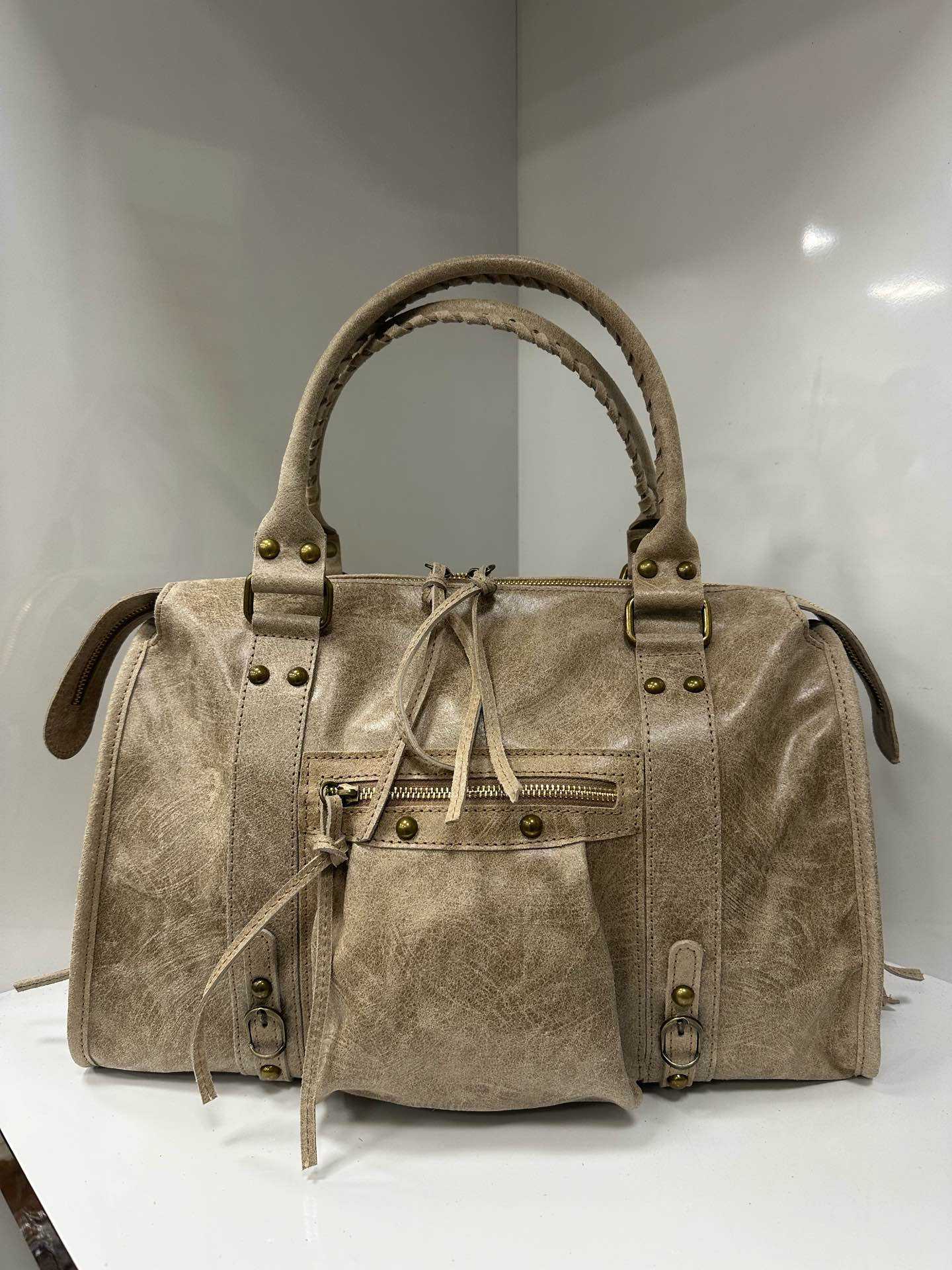 Borsa vera pelle effetto vintage