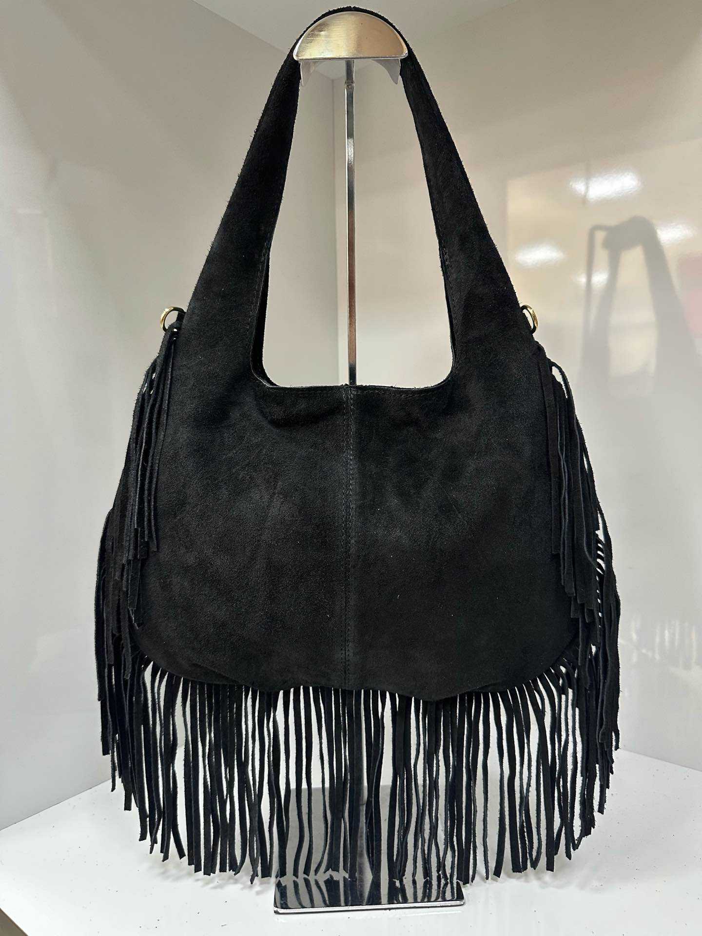 Borsa vera pelle con frange