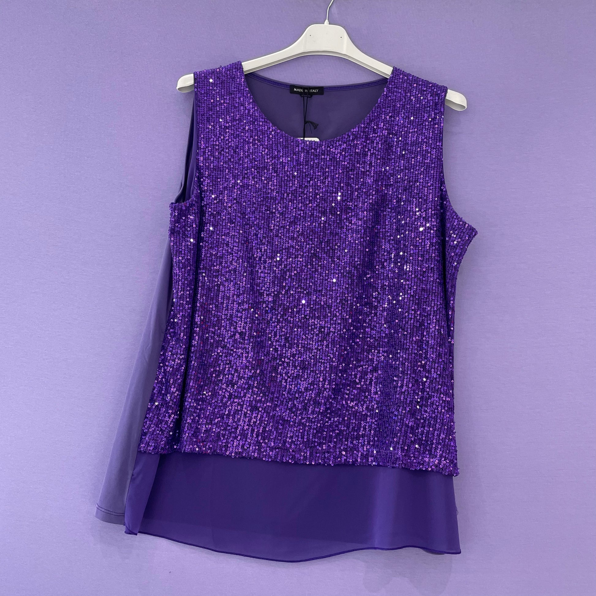 Top paillettes spallina larga