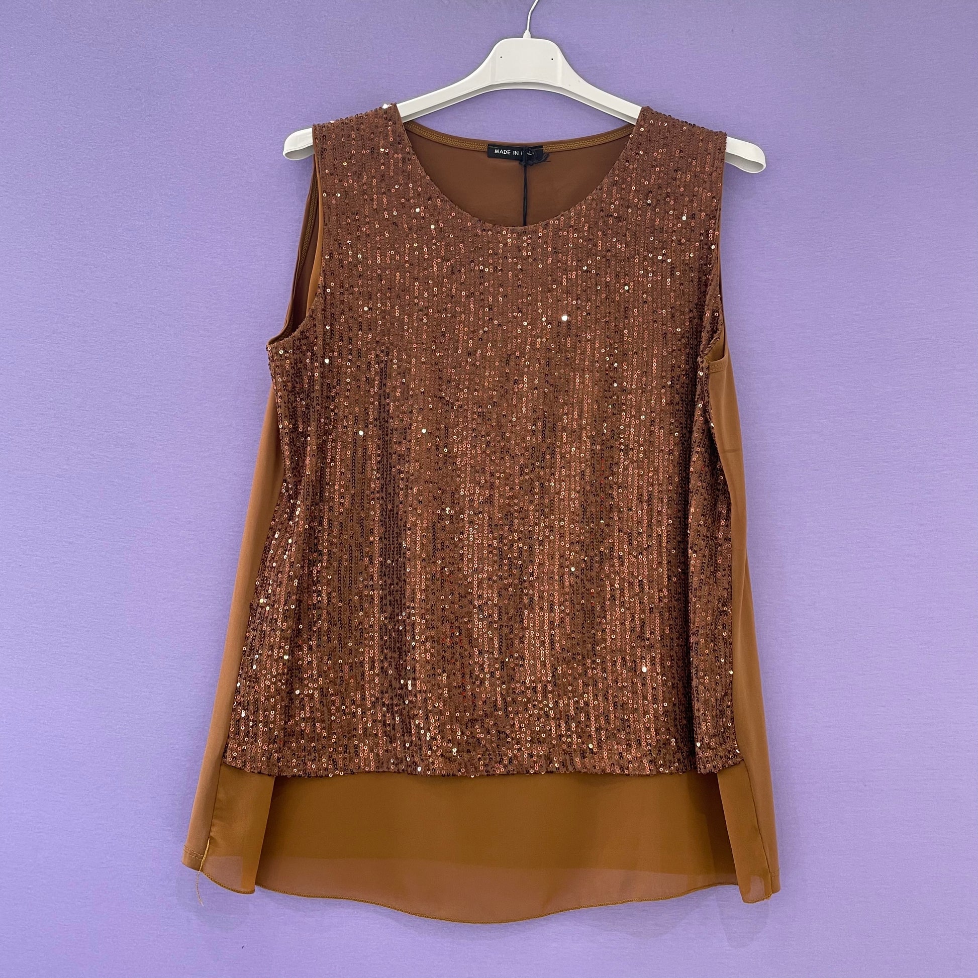 Top paillettes spallina larga