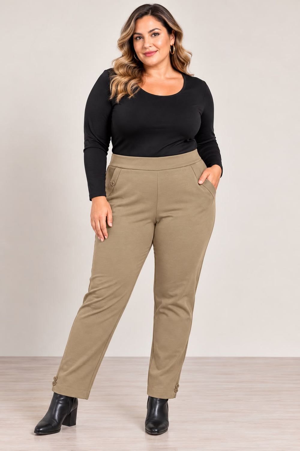 Pantalone taglie comode elastico in vita