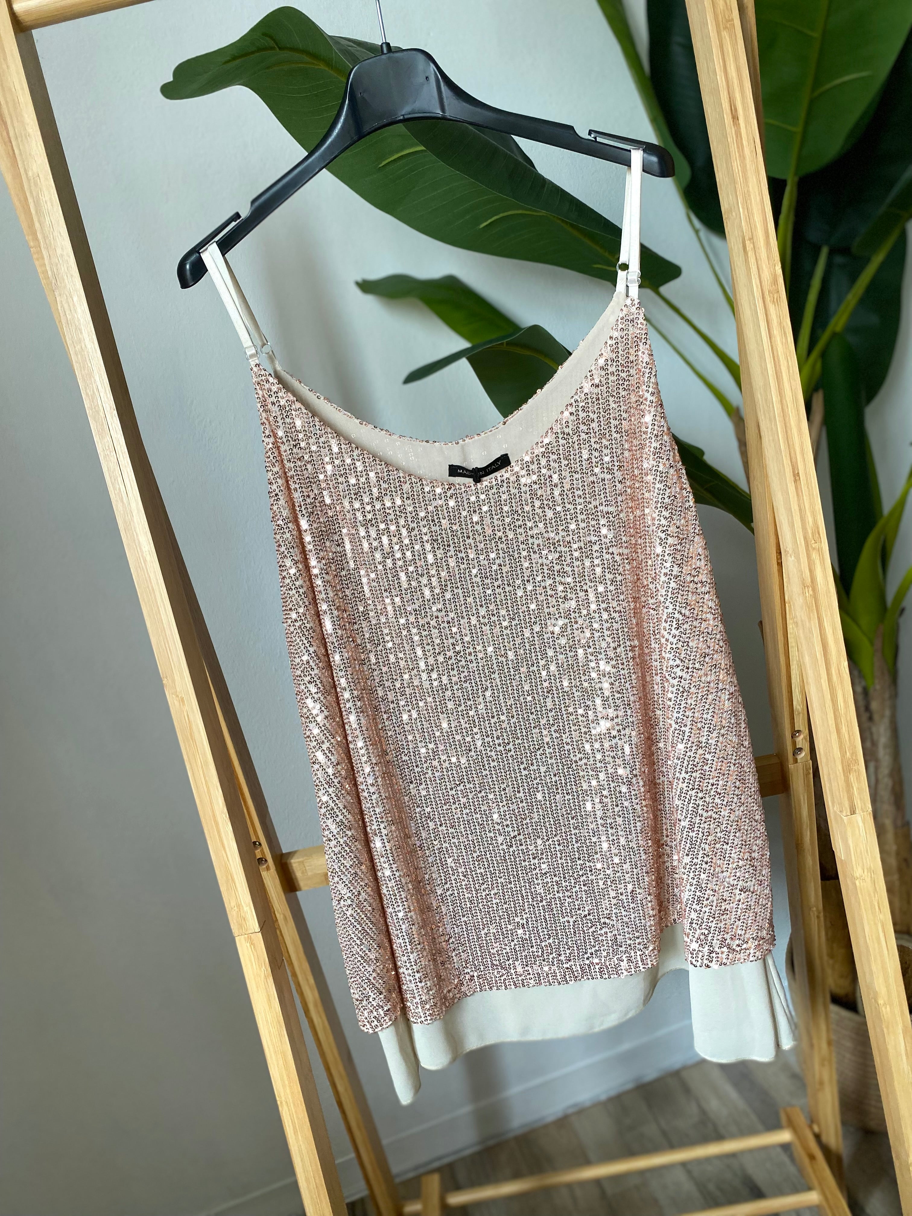 Top paillettes doppio pannello