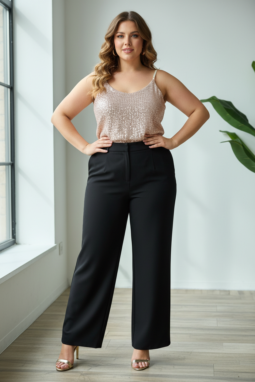 Top paillettes doppio pannello