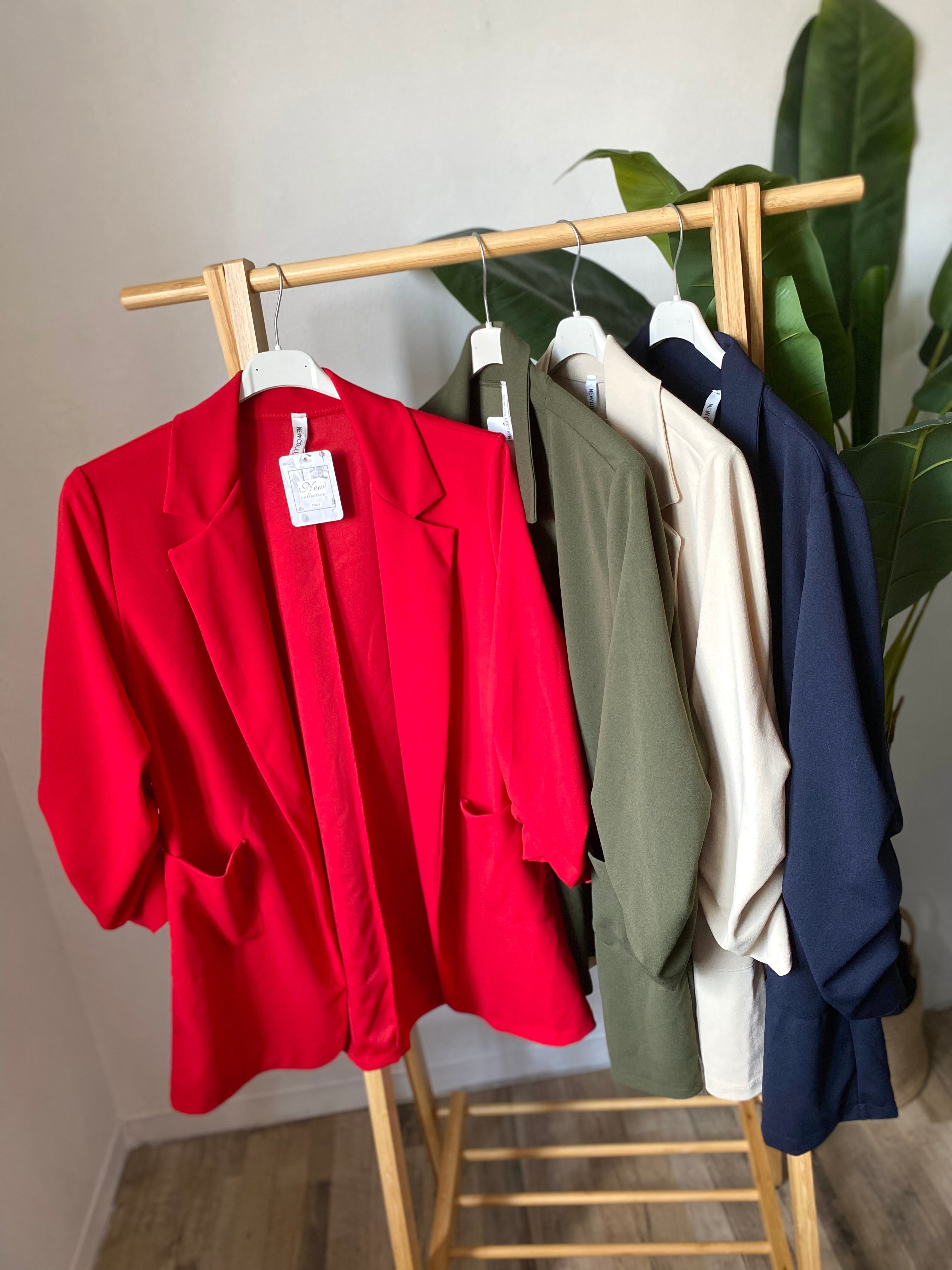 Blazer maniche 3/4 arricciate