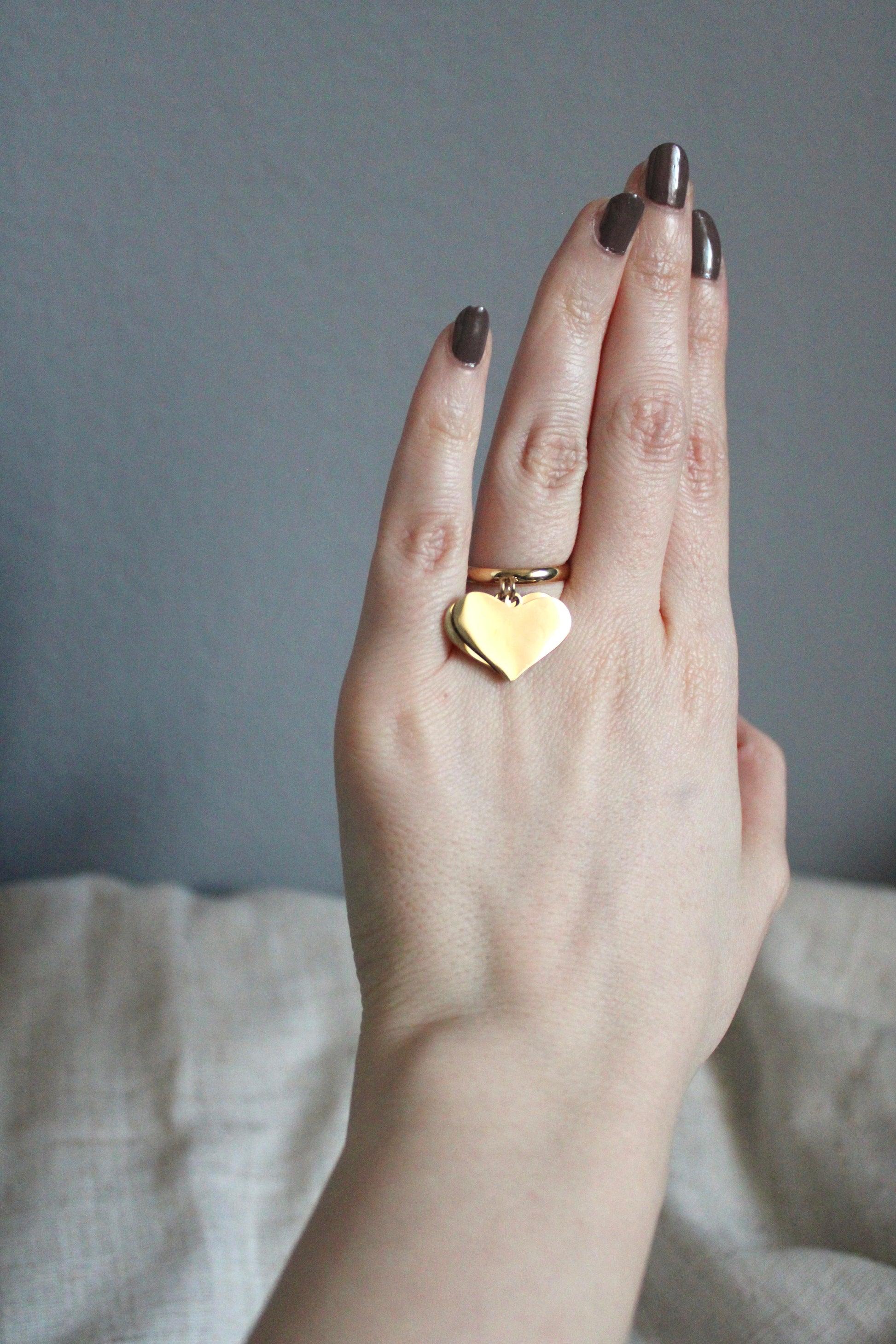 Anello maxi cuore doppio
