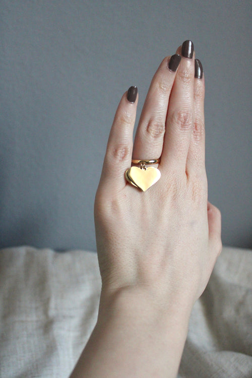 Anello maxi cuore doppio