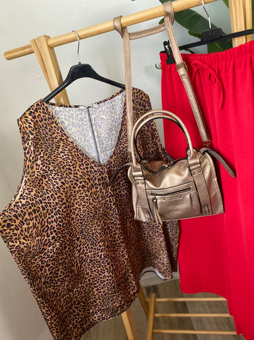 Canotta top sotto giacca animalier curvy