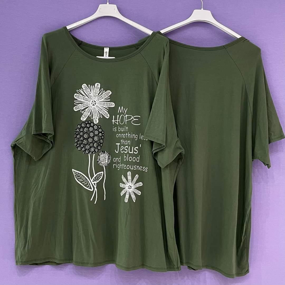 T-shirt stampa Hope fiore decorato taglie comode