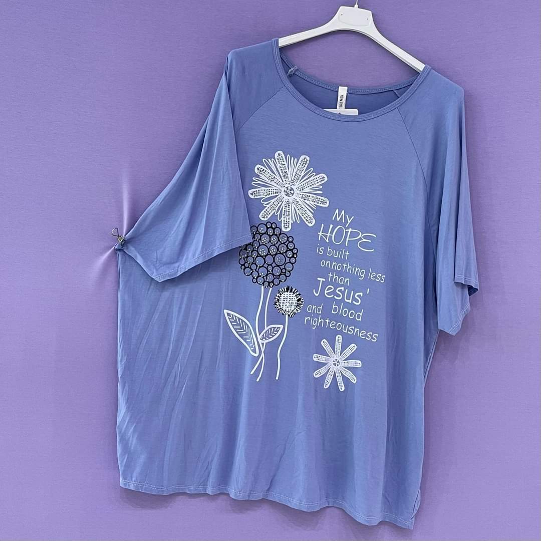 T-shirt stampa Hope fiore decorato taglie comode