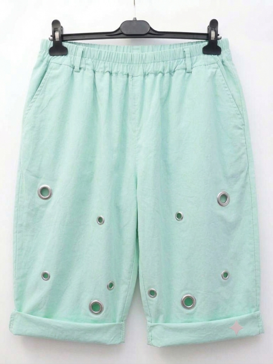 Pantaloncino curvy bermuda taglie comode con borchie