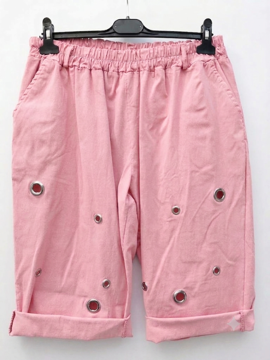 Pantaloncino curvy bermuda taglie comode con borchie