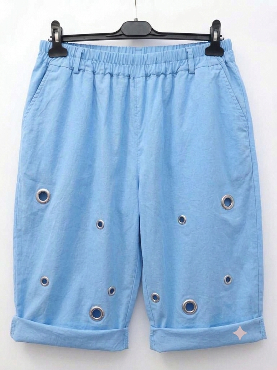 Pantaloncino curvy bermuda taglie comode con borchie