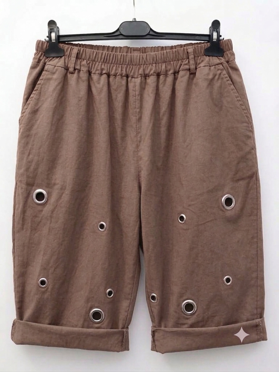 Pantaloncino curvy bermuda taglie comode con borchie