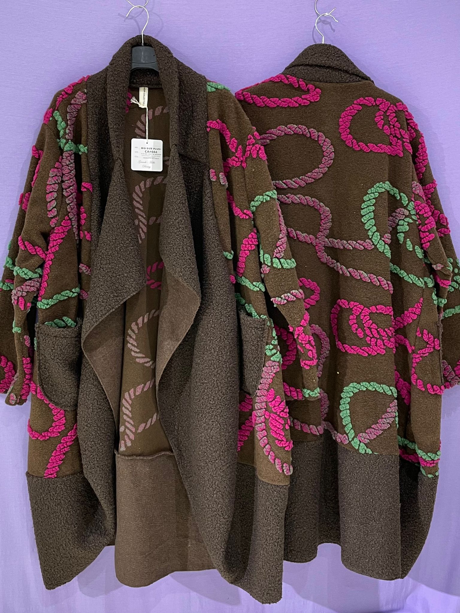 Maxi cappotto fantasia pannetto rasato curvy