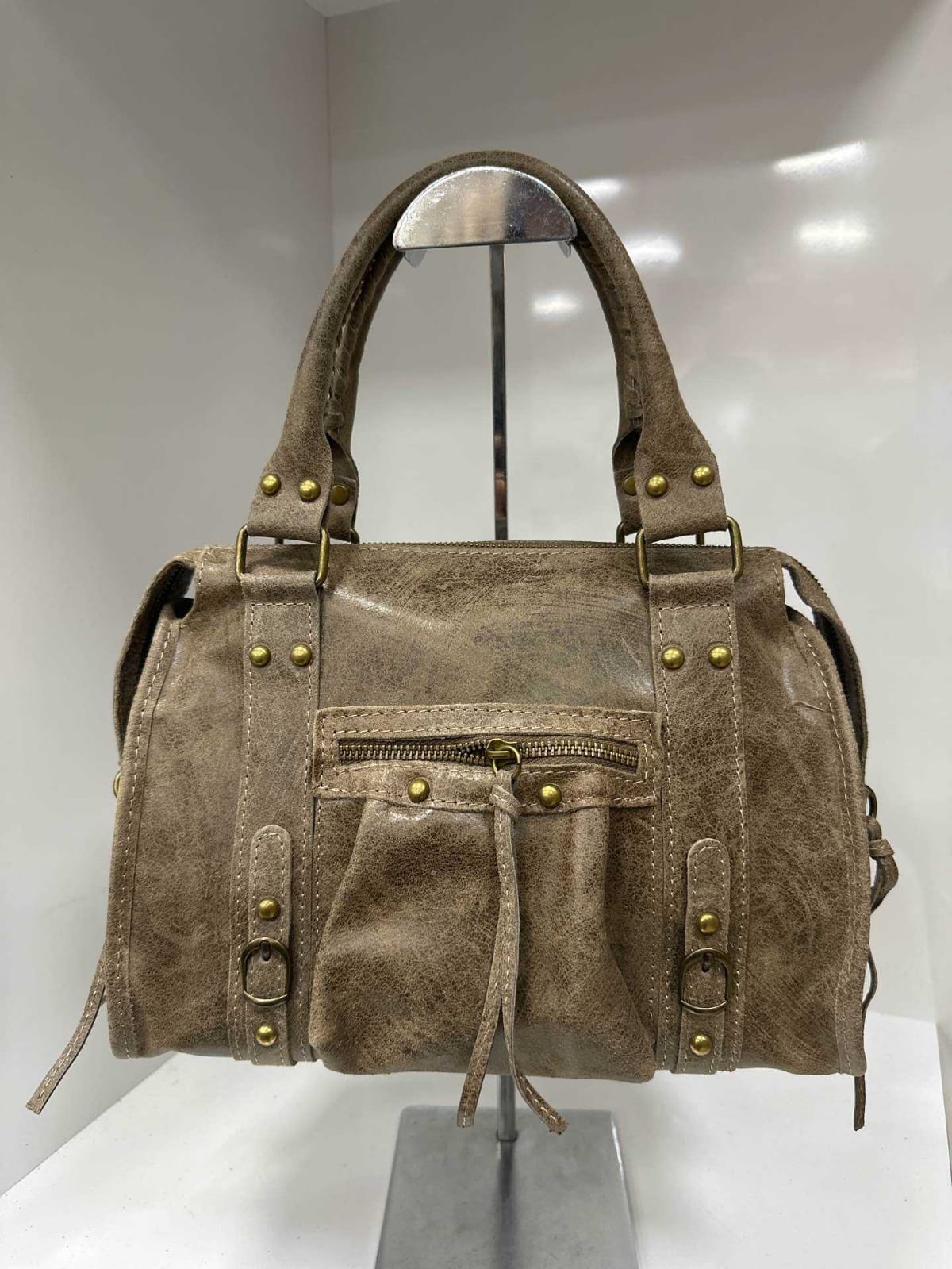 City bag media vera pelle