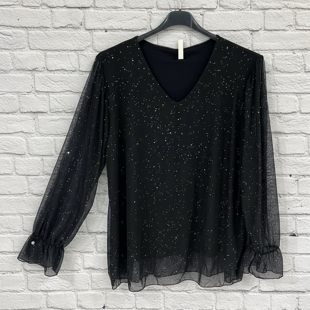 Maglia curvy doppio pannello brillantini