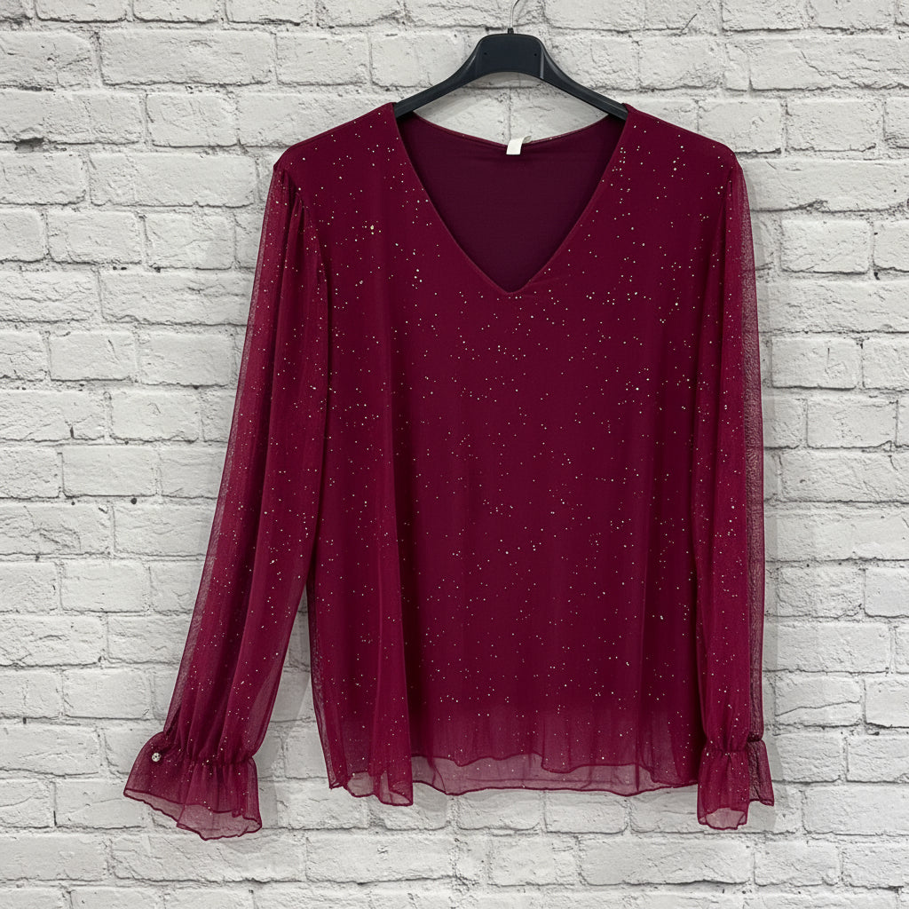 Maglia curvy doppio pannello brillantini