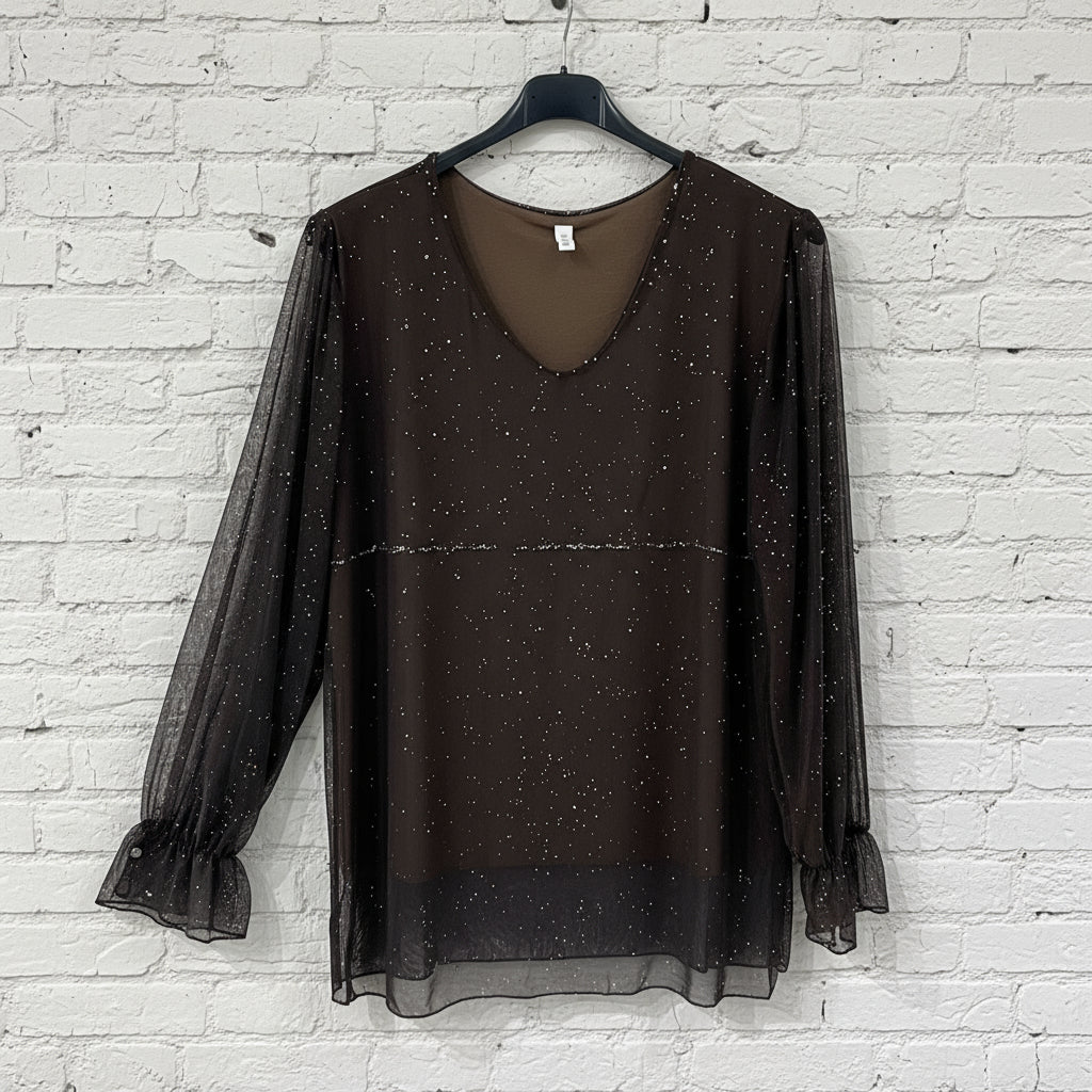 Maglia curvy doppio pannello brillantini