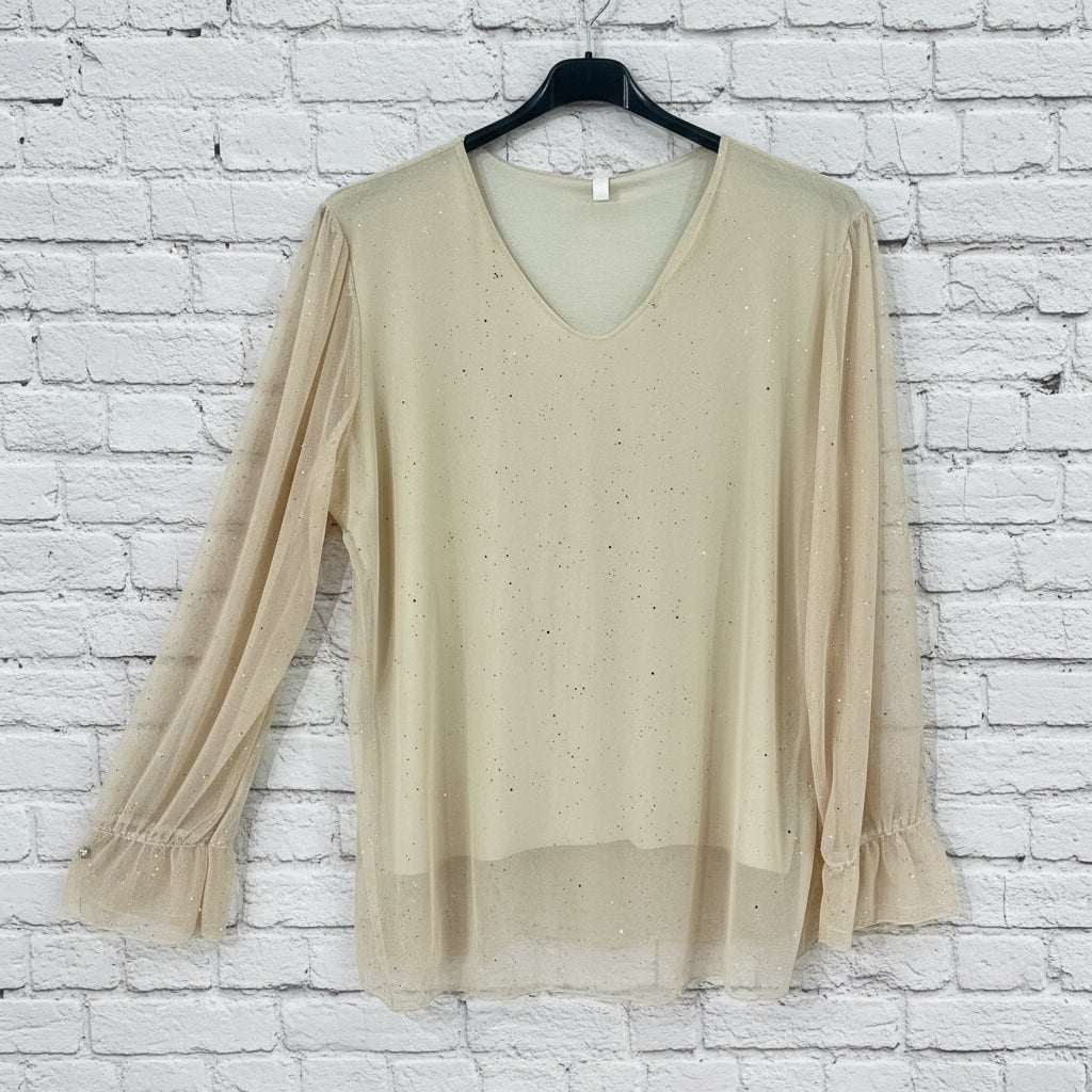 Maglia curvy doppio pannello brillantini