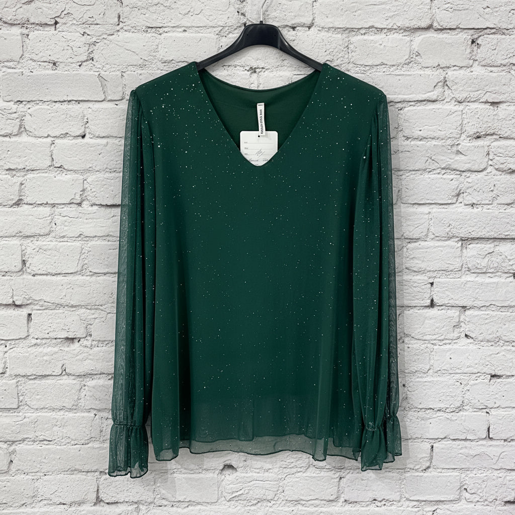 Maglia curvy doppio pannello brillantini