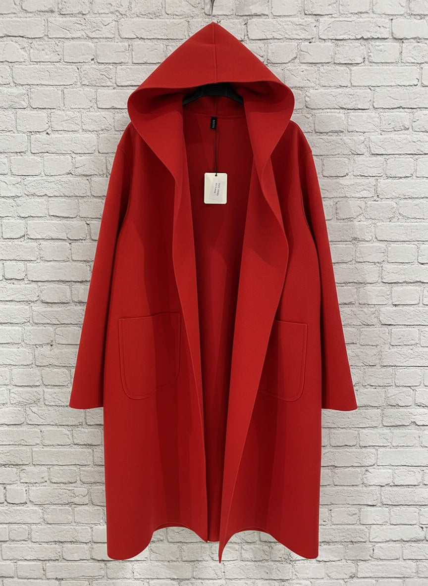 Maxi cappotto curvy con cappuccio