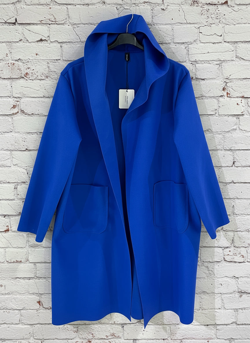 Maxi cappotto curvy con cappuccio