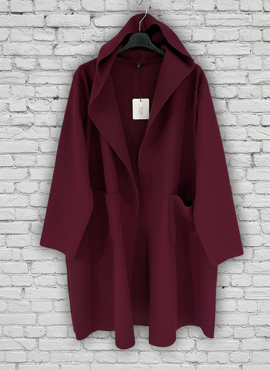 Maxi cappotto curvy con cappuccio