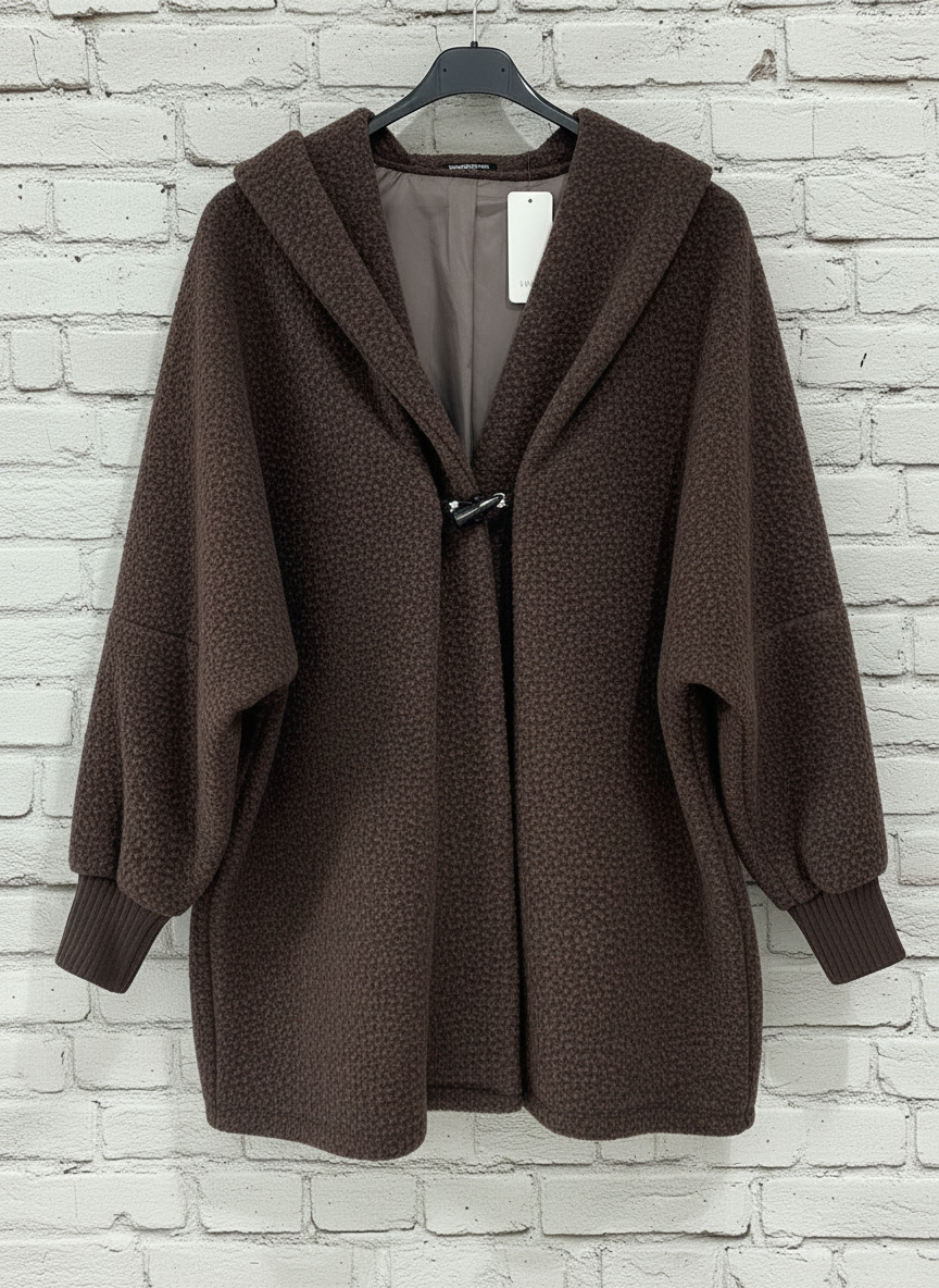 Maxi cappotto con cappuccio donna curvy