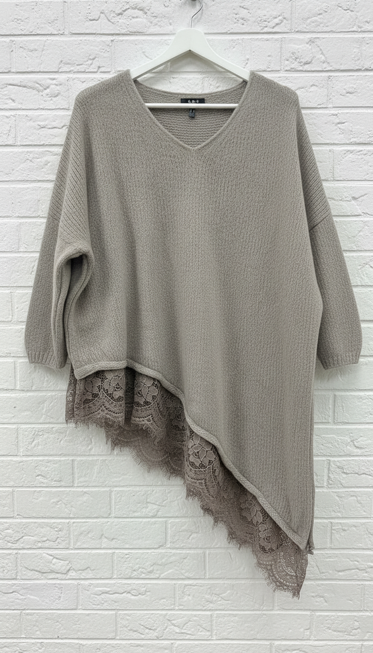 Maxi maglione taglio obliquo con pizzo donna curvy