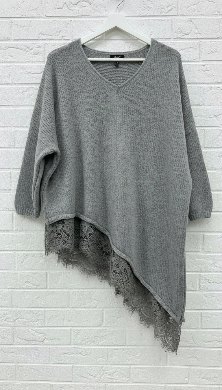 Maxi maglione taglio obliquo con pizzo donna curvy