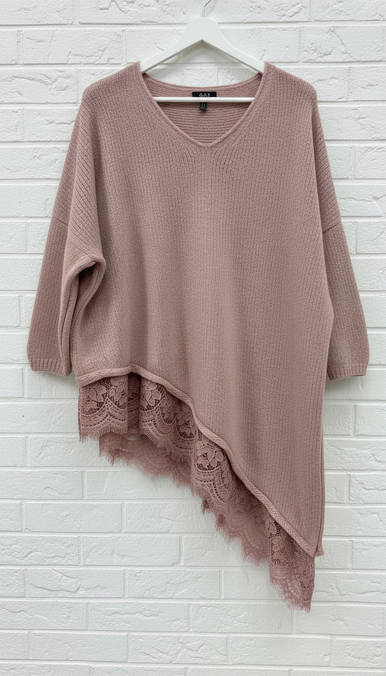 Maxi maglione taglio obliquo con pizzo donna curvy