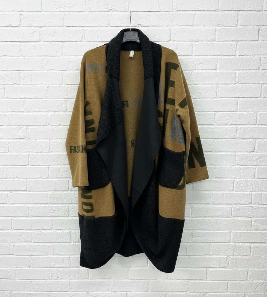 Maxi cappotto lana cotta fantasia curvy